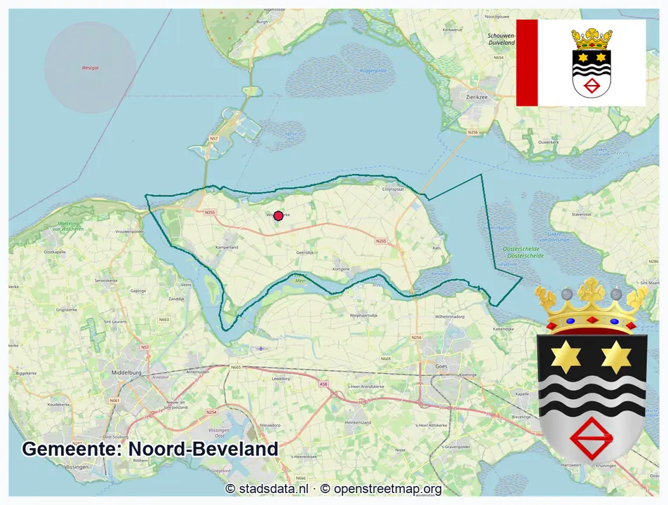 Schematische gemeentegrens Noord-Beveland